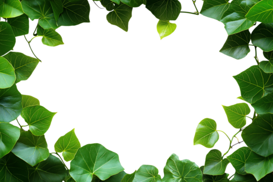 Fresh green tea leaves on transparent background creating natural border - Powered by Adobe