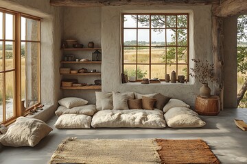 Rustic Living: Couch for Window, Field View.