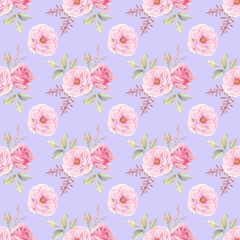 Seamless repeating floral bouquet with rose pattern, valentine's day and love fabric