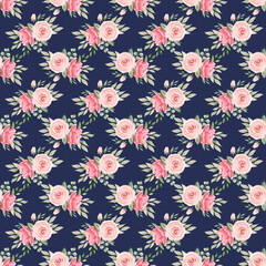 Seamless repeating floral bouquet with rose pattern, valentine's day and love fabric