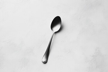 A single silver spoon resting on a textured surface