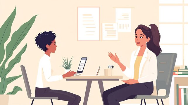 Female CEO mentoring a young entrepreneur in a corporate mentorship program