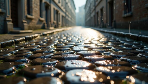 Historic Cobblestone Street Perspective for Travel Photography and Architecture Blog Content