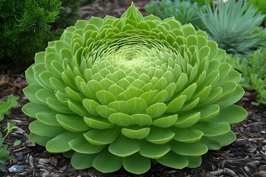Stunning Green Succulent Plant Closeup, Detailed rosette pattern