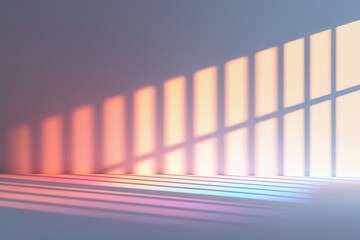 Obraz premium A serene scene showcasing colorful light reflections and shadows created by a window, evoking a tranquil and artistic atmosphere.