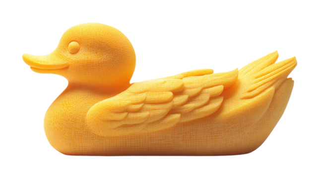 Yellow rubber duck cut out. based on generative ai. Isolated on a transparent background.