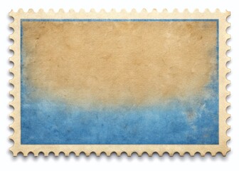 Obraz premium Vintage Beige & Blue Vertical Blank Postage Stamp Silhouette - Copy Space