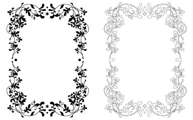 モノクロの手描き装飾枠セット。