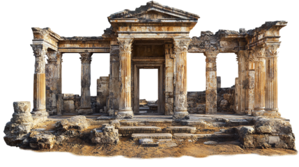 Ancient historical ruins cut out. Isolated on a transparent background.