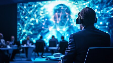 Futuristic business seminar featuring world renowned executives and thought leaders