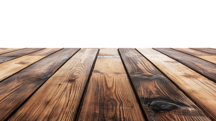 Wooden floor in warm tones, cut out. Isolated on a transparent background.