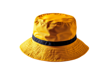 Yellow bucket hat isolated on transparent background