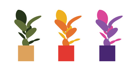 Illustration abstract art pot plant with blank background