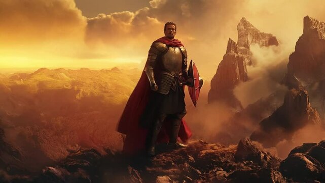 The knight stood tall and resolute, ready to defend his kingdom against any threat.