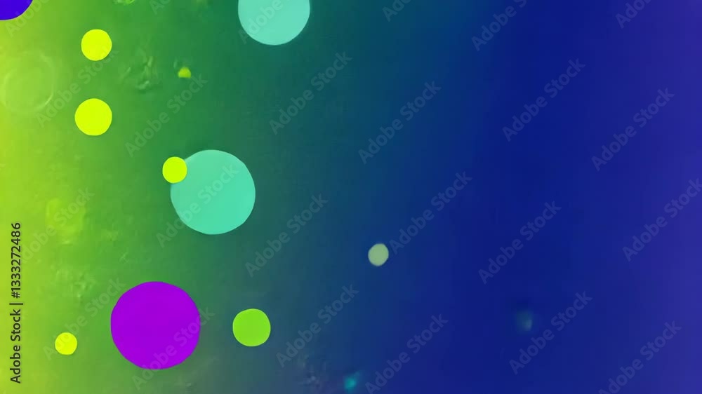 Poster colorful abstract shapes floating on a gradient background in vibrant shades of blue and green durin