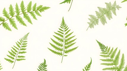Elegant Green Fern Leaves Botanical Pattern
