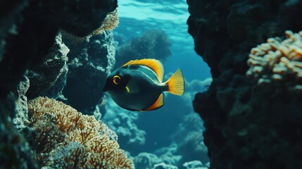 Obraz premium Colorful Tropical Fish Swimming Through Vibrant Coral Reef