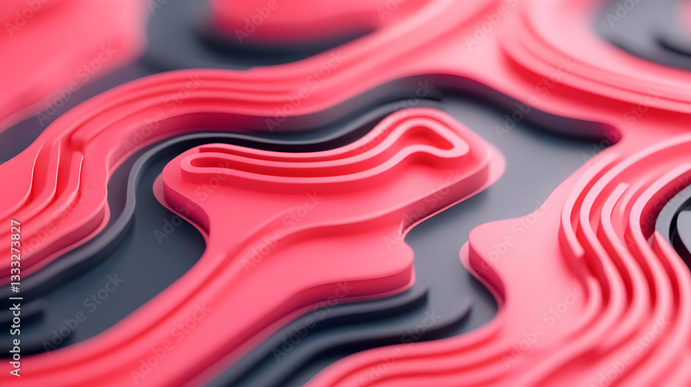 Poster abstract 3d background with pink and gray wave patterns