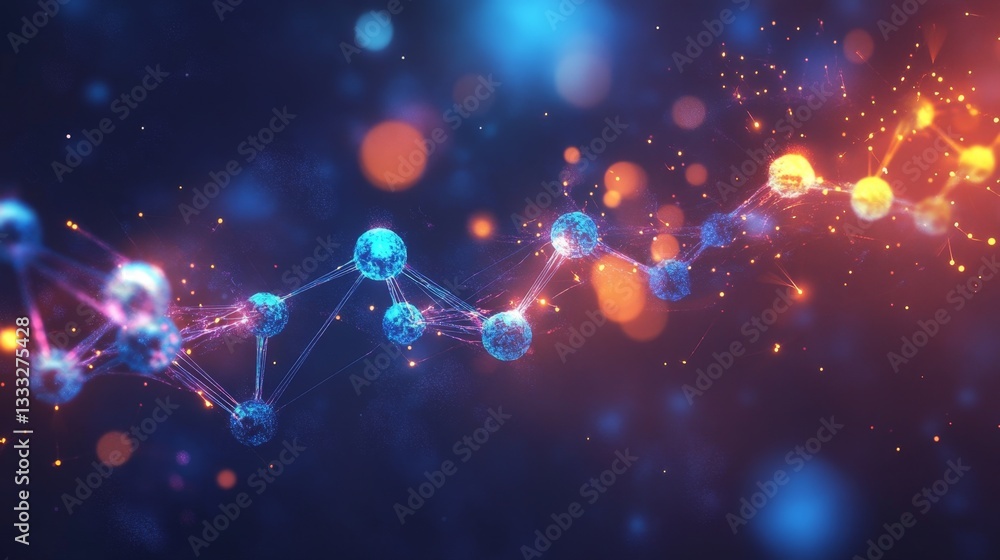 Poster creating a vibrant digital background molecular gigapixel in a tech environment