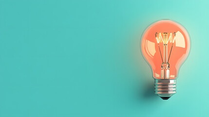 Vintage Style Light Bulb on a Soft Turquoise Background