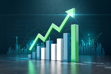 Rising Business Growth Chart with Green Arrow - Financial and Economic Success