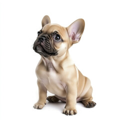 Obraz premium Adorable French bulldog puppy sitting on white background