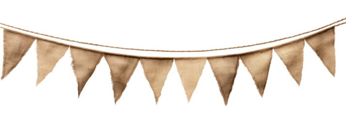  Rustic Burlap Bunting Flag Banner on transparent background