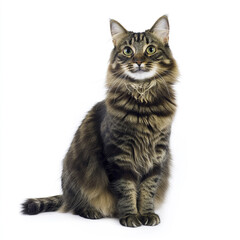 Obraz premium majestic Highlander cat sitting proudly on white background