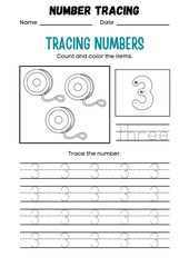 Introduce your child to the 3 Number Tracing Worksheet & Coloring Page a fun and educational printable designed for toddlers, preschoolers, and kindergarten learners.