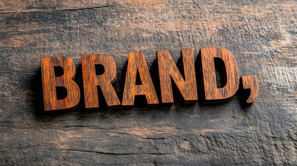 Fototapeta premium Wooden letters spelling out brand on rustic wooden background