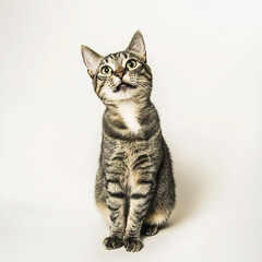 Obraz premium playful gray cat sitting with alert expression