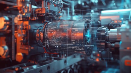 Futuristic industrial machinery with integrated data display for advanced analytics
