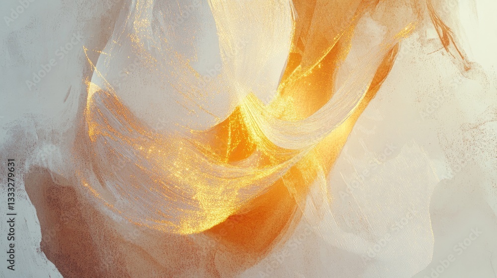 Poster Abstract golden glow with soft texture and ethereal swirls, perfect for backgrounds and artistic projects