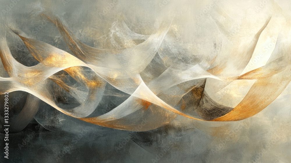 Poster abstract flowing waves of soft textures and warm hues in ethereal design creating a dreamy atmospher