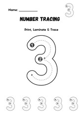 Introduce your child to the 3 Number Tracing Worksheet & Coloring Page a fun and educational printable designed for toddlers, preschoolers, and kindergarten learners.