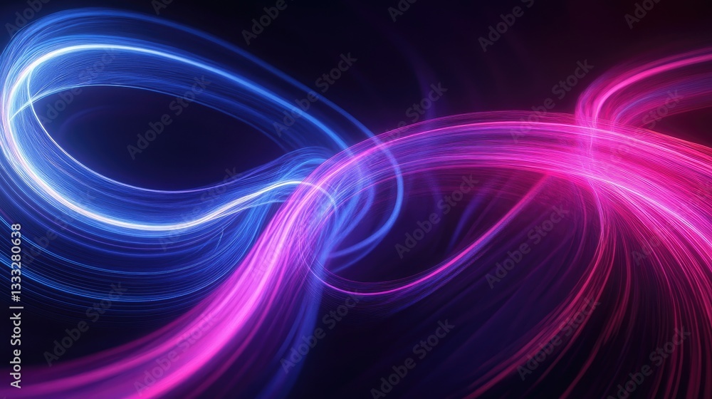 Poster colorful abstract waves of light in blue and pink creating a dynamic and energetic visual background