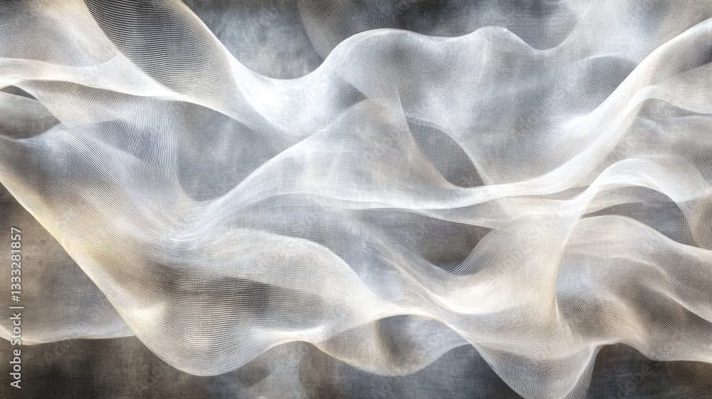 Poster delicate flowing textures with ethereal layers creating a dreamlike atmosphere in light and shadow