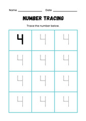Make learning fun and engaging with this 4 Number Tracing Worksheet & Coloring Page! This printable worksheet is designed for toddlers, preschoolers, and kindergarten learners, helping them trace.