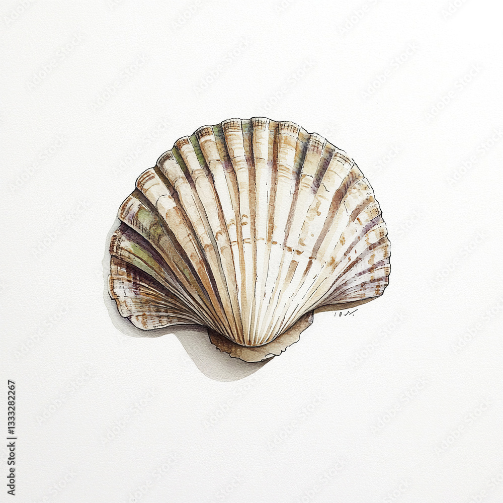 Aufkleber seashell on white background with intricate patterns