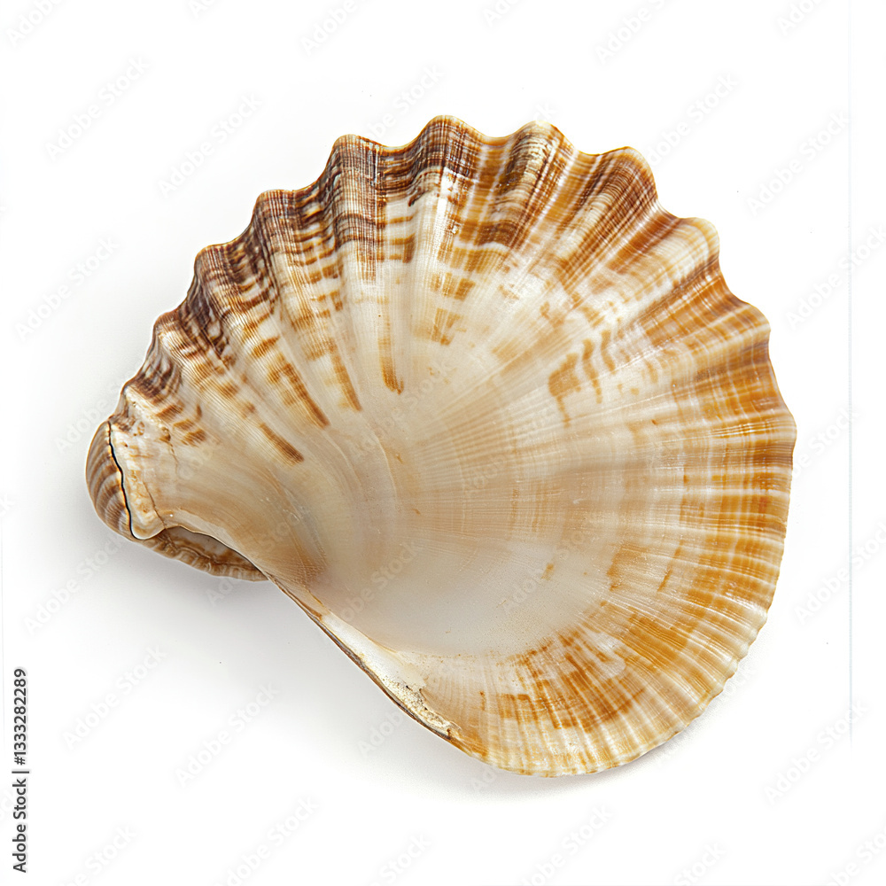 Poster seashell with brown patterns on white background