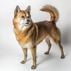 Obraz premium Shiba Inu stands proudly with its thick coat and curled tail