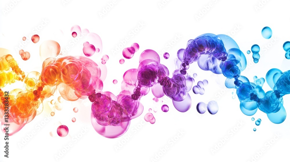Poster illustrating vibrant protein molecular design science lab gigapixel image digital environment zoomed