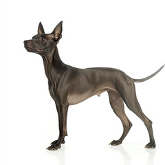 Obraz premium striking Xoloitzcuintli stands proudly on white background