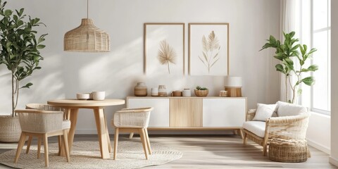 A beautifully furnished and well decorated dining room scene