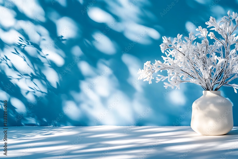 Poster white abstract background with shadow of tree on the wall.