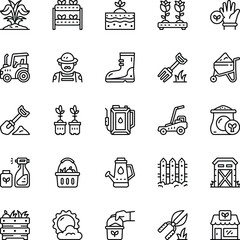 Gardening color icon set. Vector Illustration. Set of 25 Gardening web icons in color style