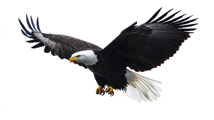 Obraz premium American bald eagle soaring with wings spread wide
