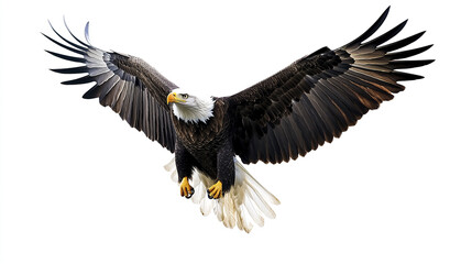Fototapeta premium American bald eagle soaring with wings spread wide