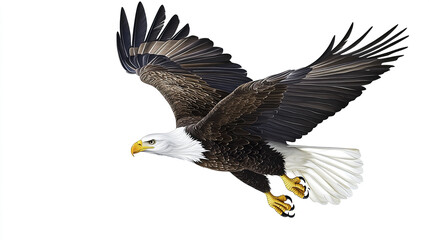 Obraz premium American bald eagle soaring with wings spread wide