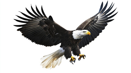 Fototapeta premium American bald eagle with wings spread wide in flight